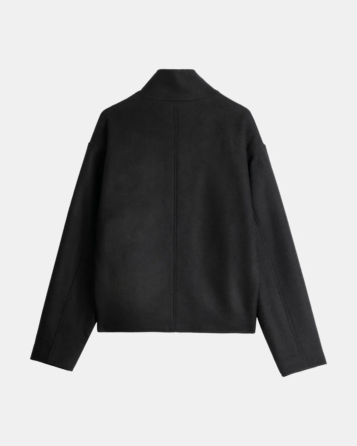 Back view of Valiant wool jacket silhouette