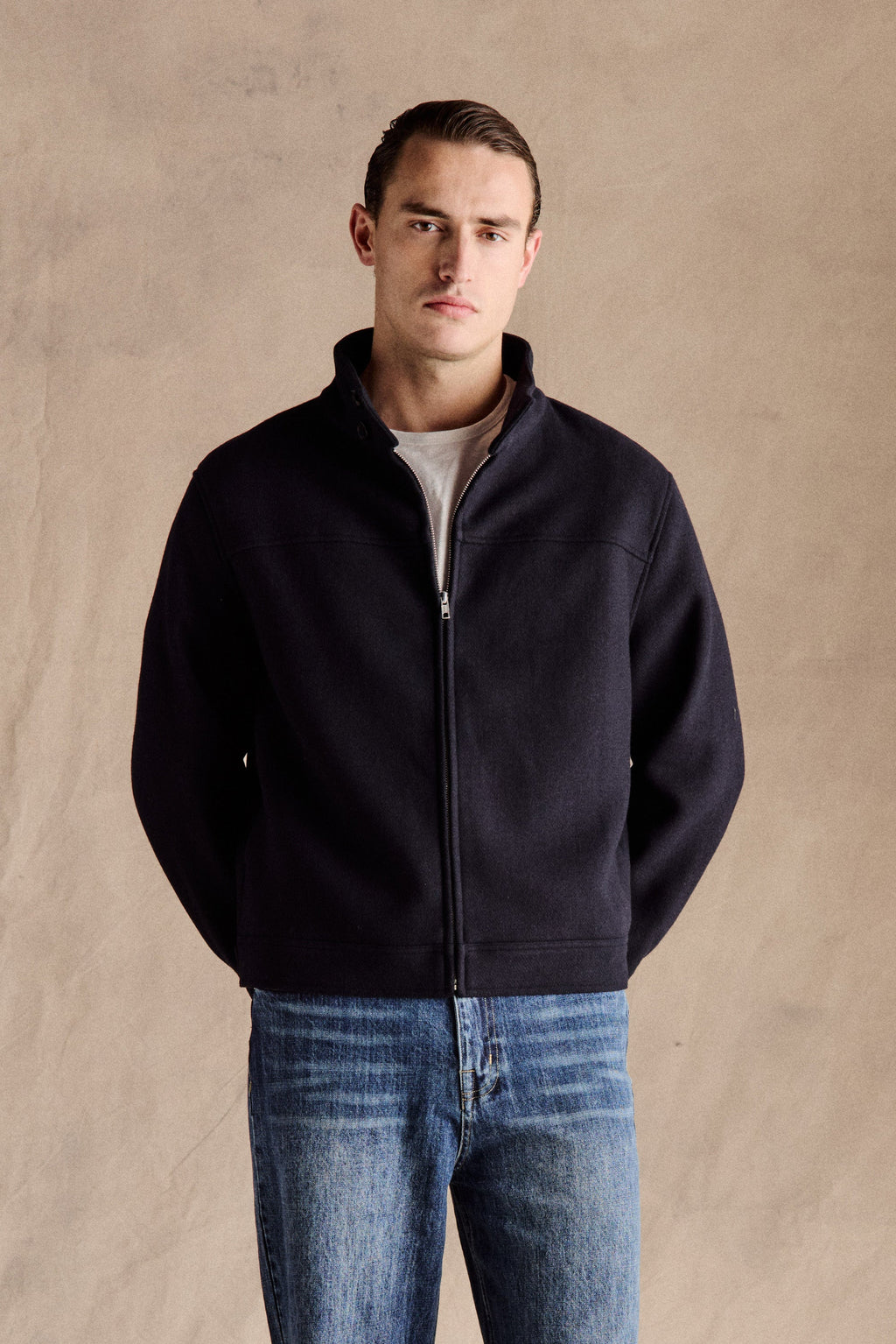 Caelan™ – Navy Wool Flight Jacket