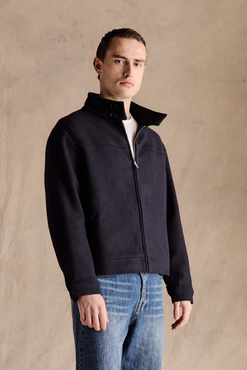 Caelan™ – Navy Wool Flight Jacket
