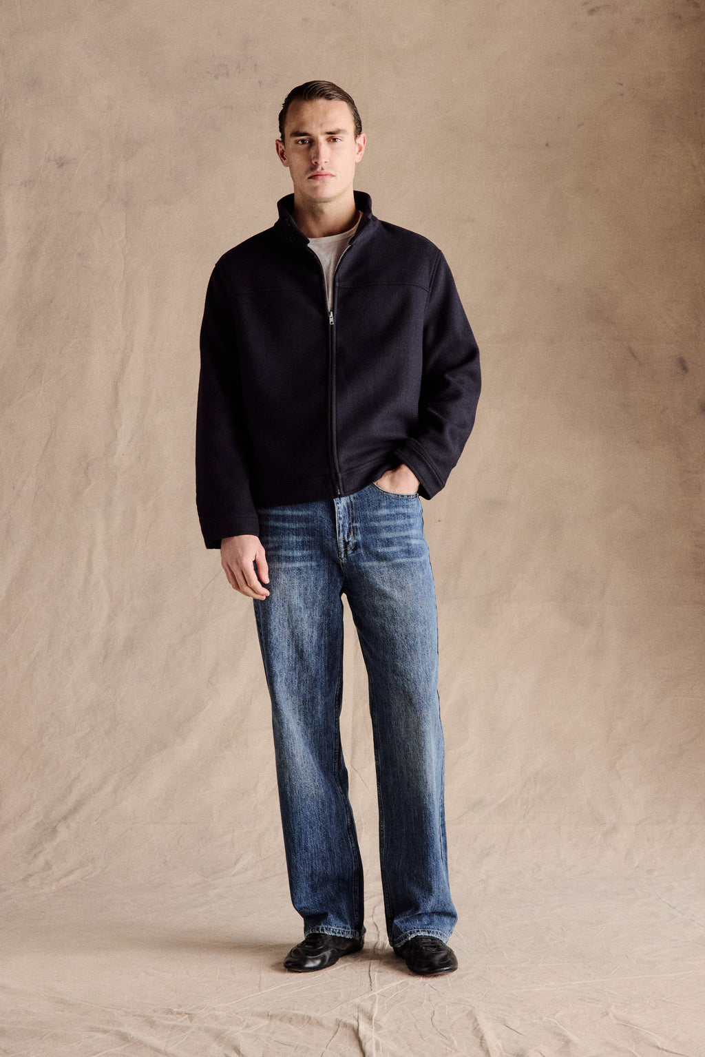 Caelan™ – Navy Wool Flight Jacket