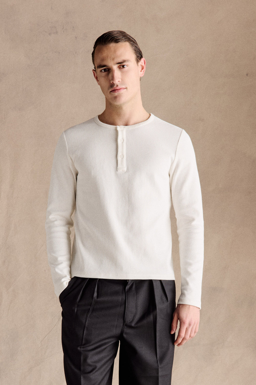 Lorin™ – White Henley Shirt