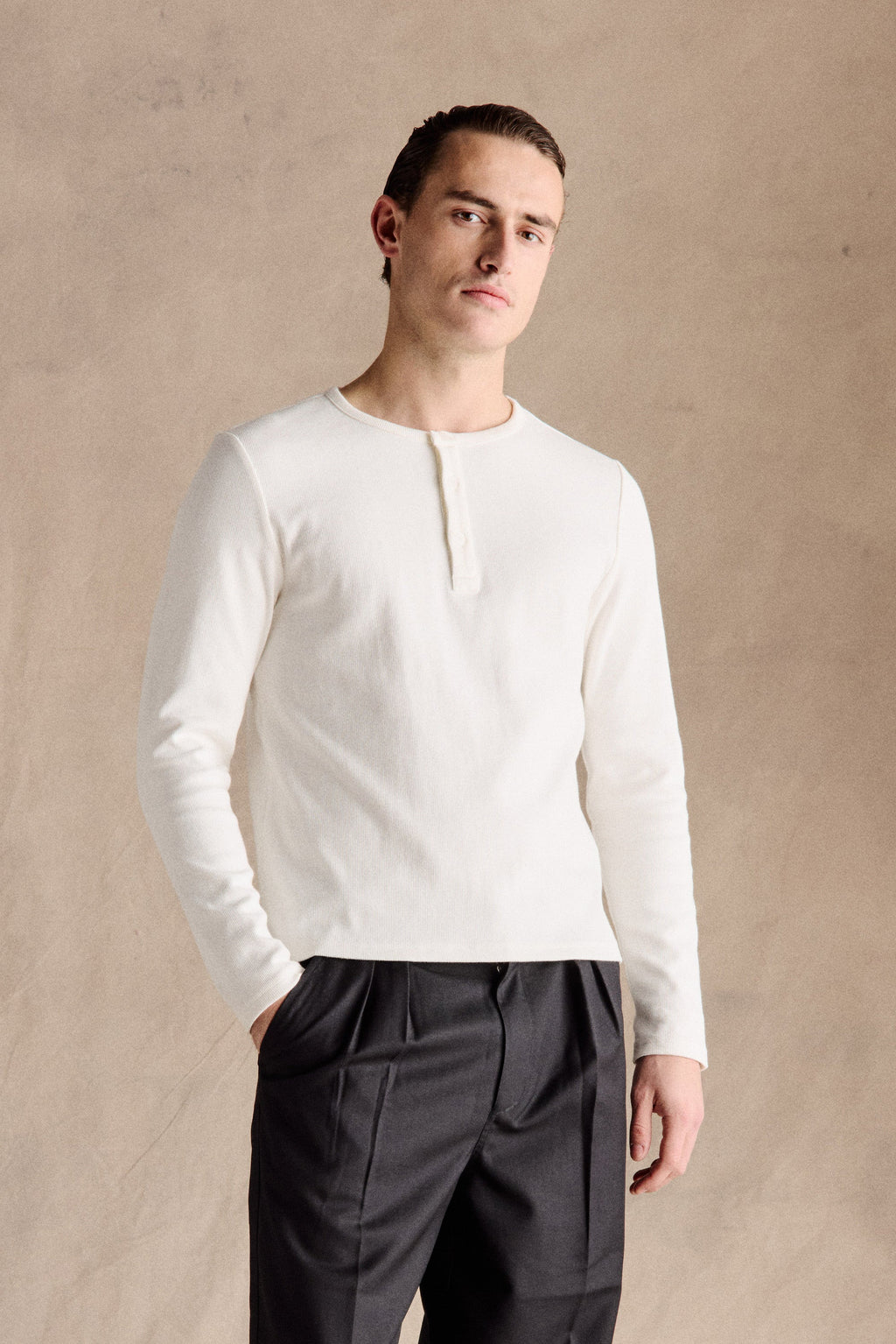 Lorin™ – White Henley Shirt