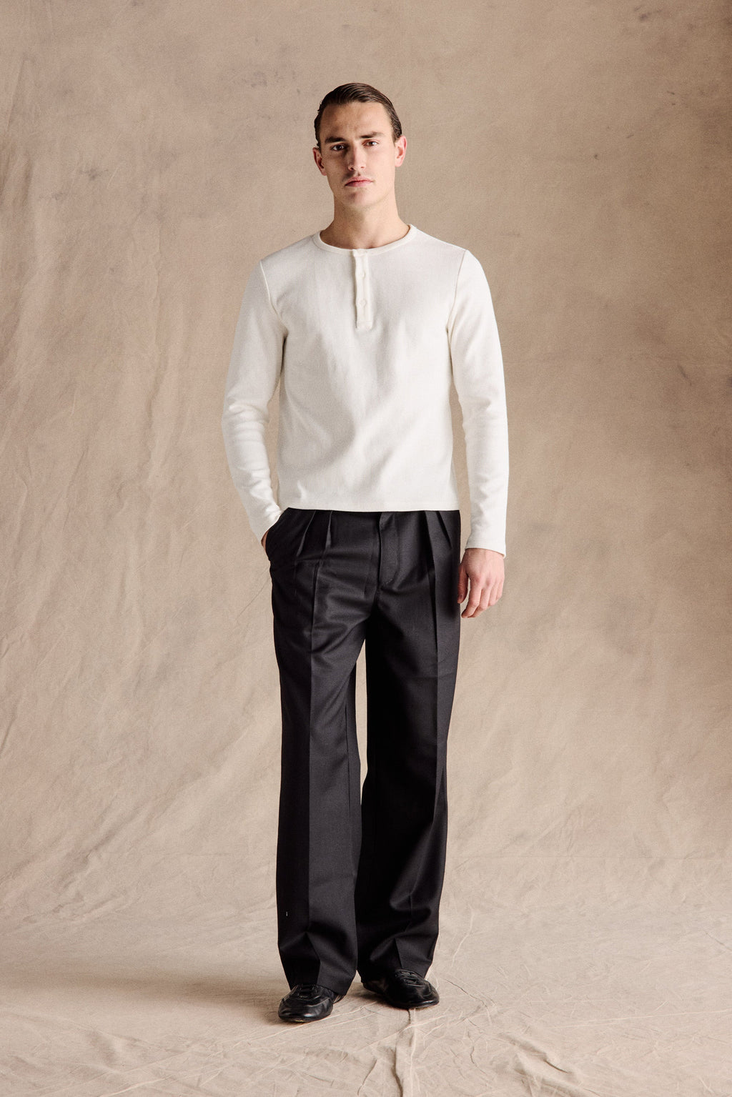Lorin™ – White Henley Shirt